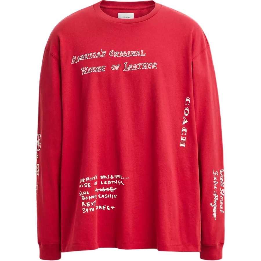 COACH T Shirts Unisex Red Crew Neck Moderate Straight Fit