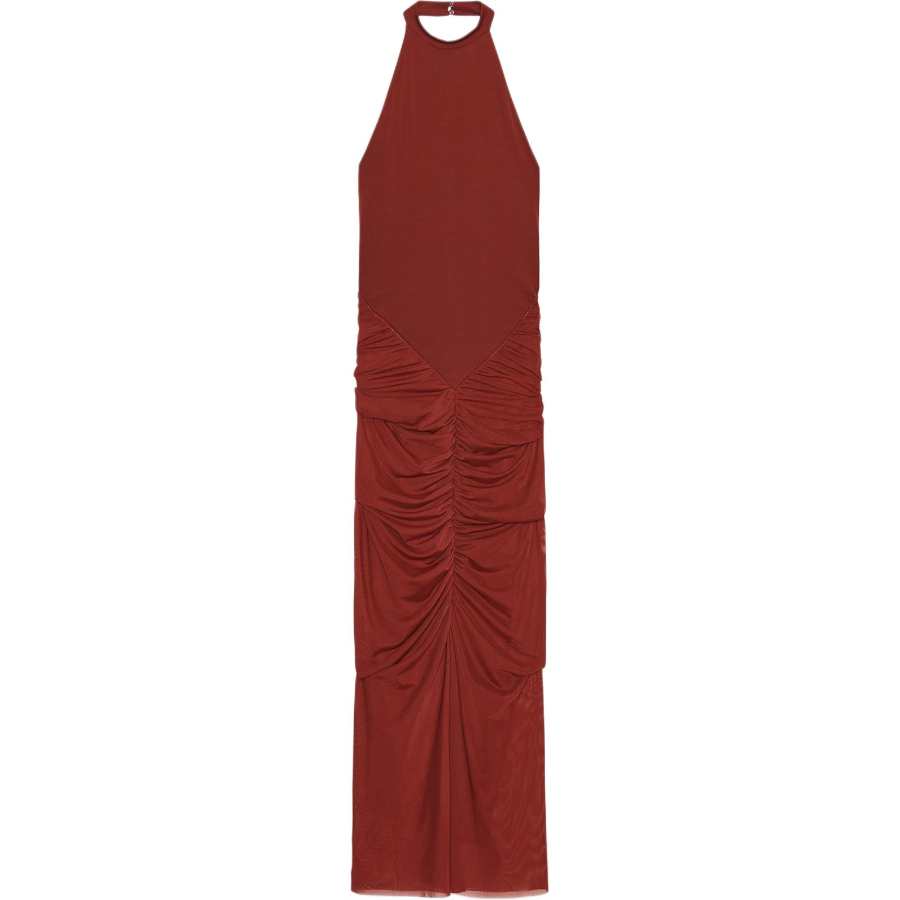 ZARA Sleeveless Dresses Women's Dark Red Moderate Midi Skirt