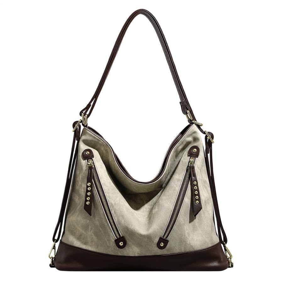 PAYOT Synthetic Leather Tote Bag, Shopping Bag, Shoulder Bag Women's Gray Green