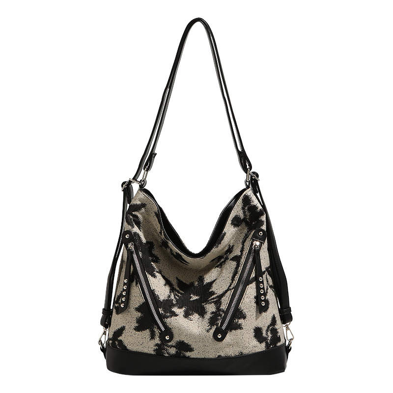 PAYOT Microfiber Synthetic Leather Tote Shopping Bag Shoulder Bag Women's Black White
