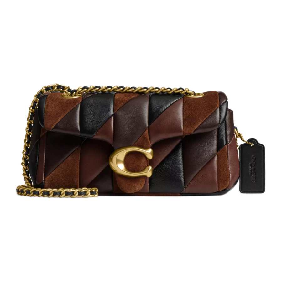 COACH Tabby Sheepskin With Cow Leather Crossbody Bag, Shoulder Bag Small Women's Maple Dark Brown
