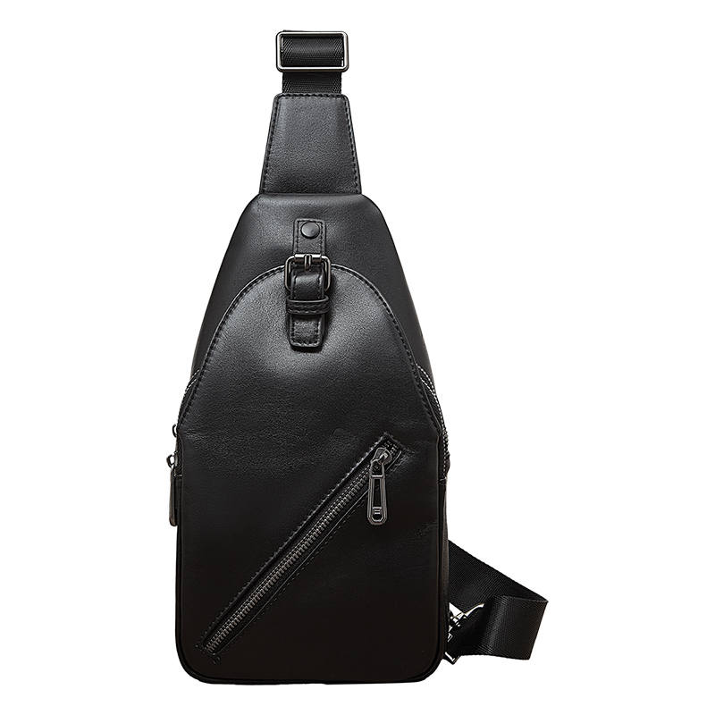 LAORENTOU Top Grain Cow Leather Crossbody Bag Sling Bag Men's Black