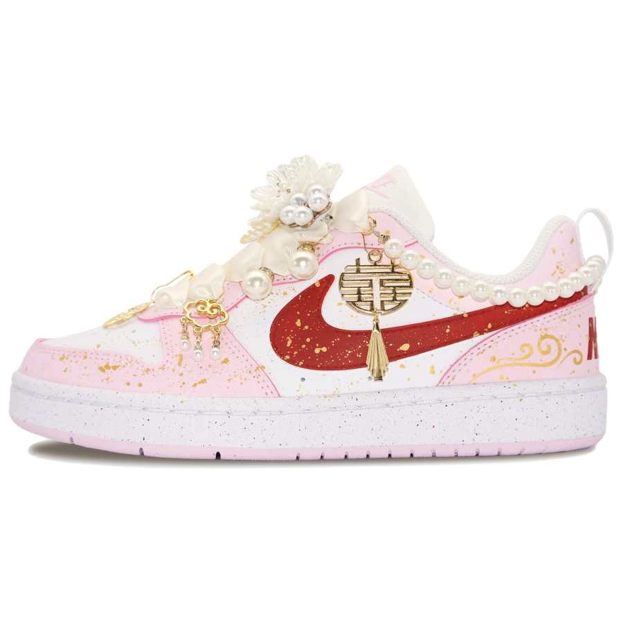 Nike Nike Court Borough Dreamy Blossom Abrasion Resistant Abrasion Resistant Low top Skateboard Shoes Women's Gold Pink