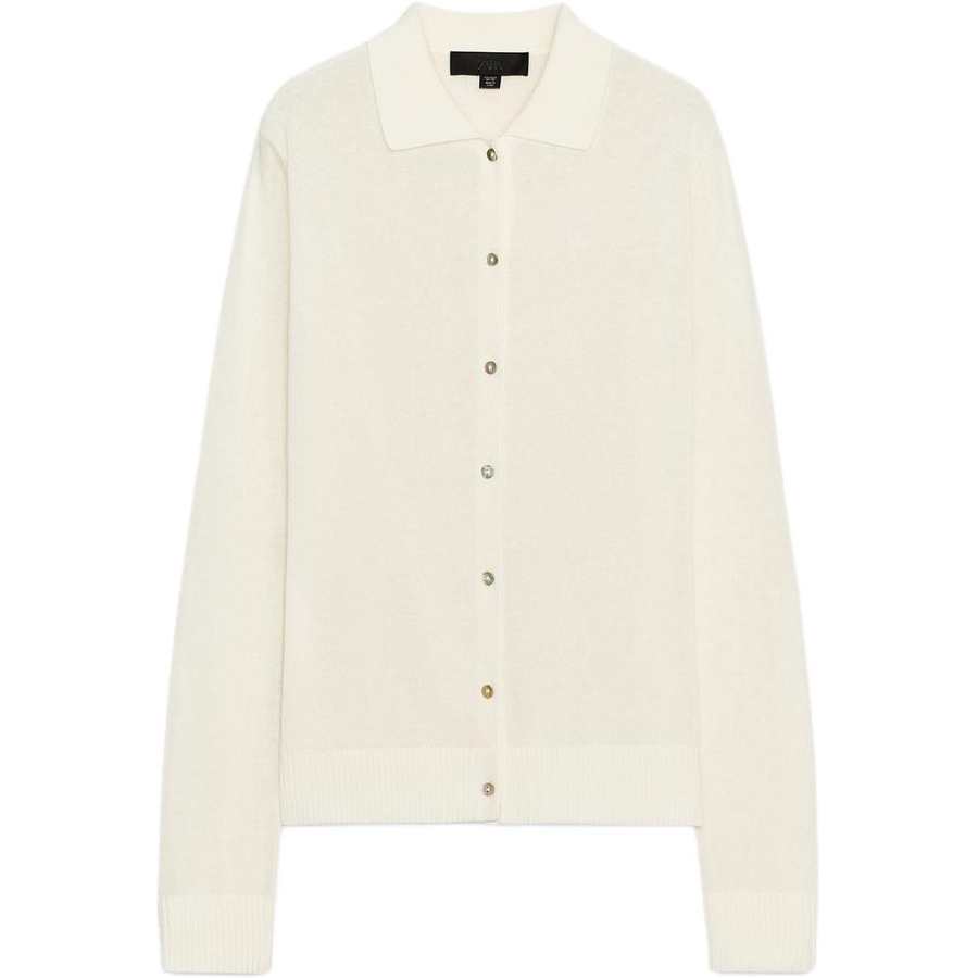 ZARA Polo Shirts Women's White Moderate