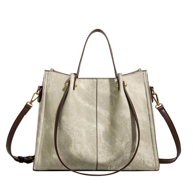 PAYOT Microfiber Synthetic Leather Tote Bag, Shopping Bag, Handbag Women's Gray Green