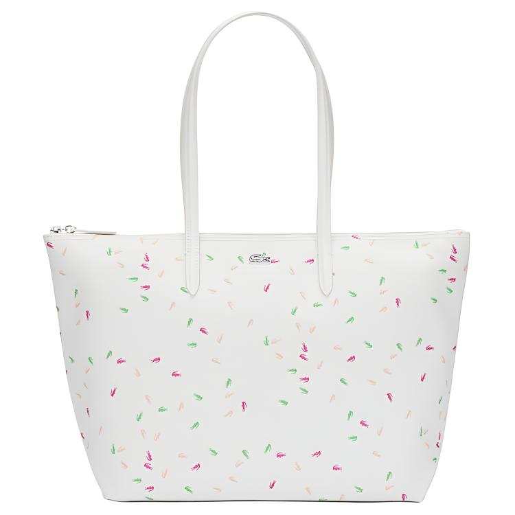 LACOSTE PVC Tote Bag, Shopping Bag, Shoulder Bag Large Women's White