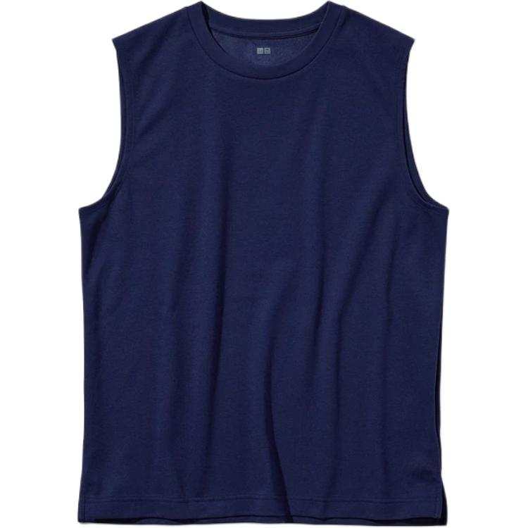 UNIQLO Tank Tops Unisex Blue Crew Neck Moderate Straight Fit