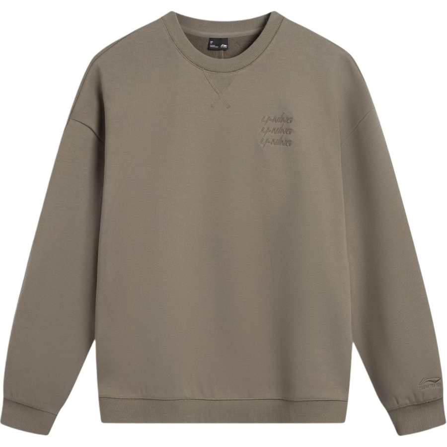 Li-Ning Li Ning Sports Life Collection Round Neck Casual Fashion Letter Print Fleece Lined Sweatshirt Unisex