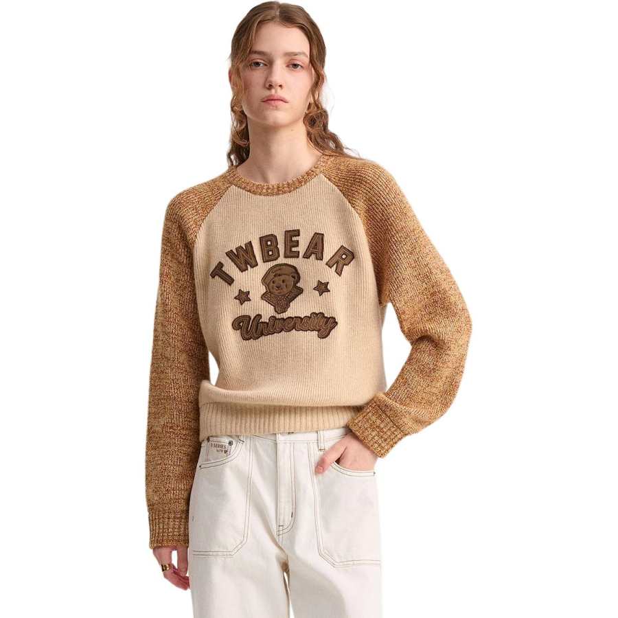 Teenie Weenie Sweaters Women's Khaki Crew Neck Moderate Other