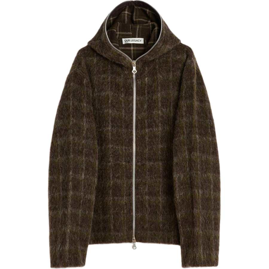 Our Legacy check-pattern wool zip-up hoodie