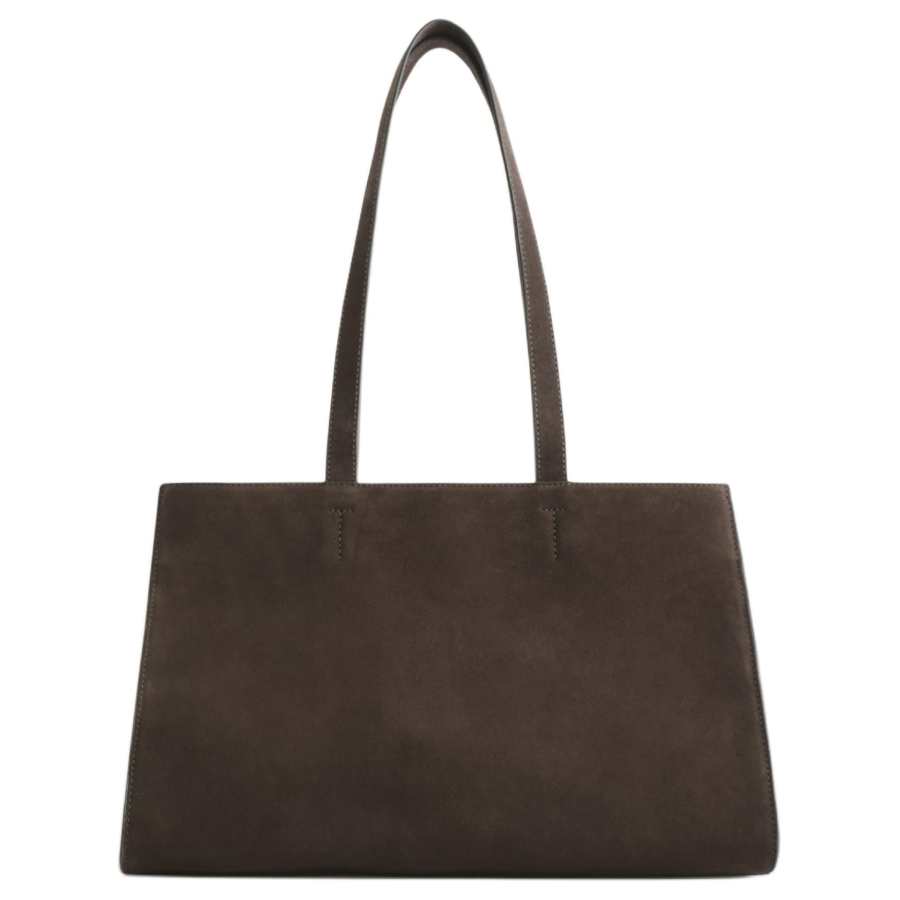 COS Cow Split Leather Shoulder Bag Women's Dark Brown