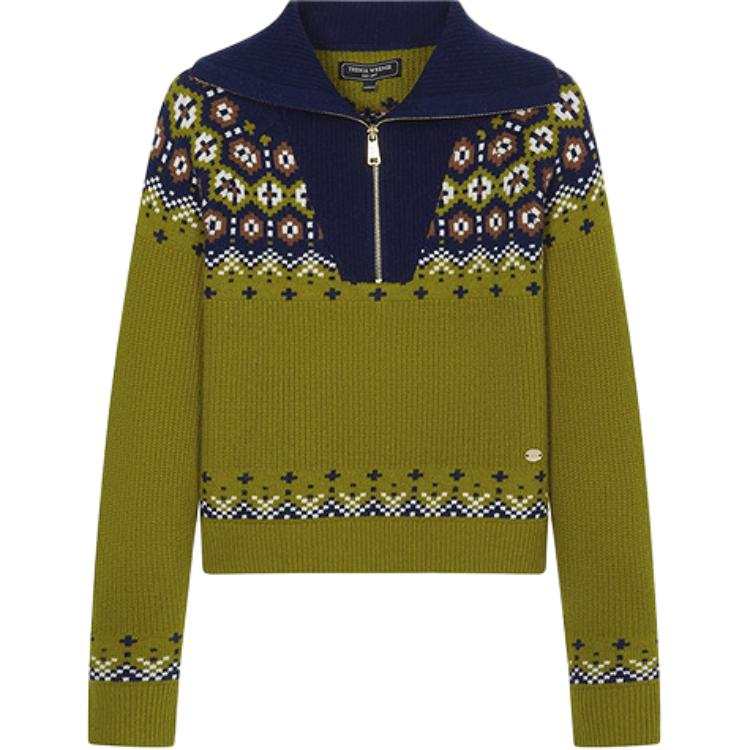 Teenie Weenie Knitwear Women's Olive Green Lapel Moderate