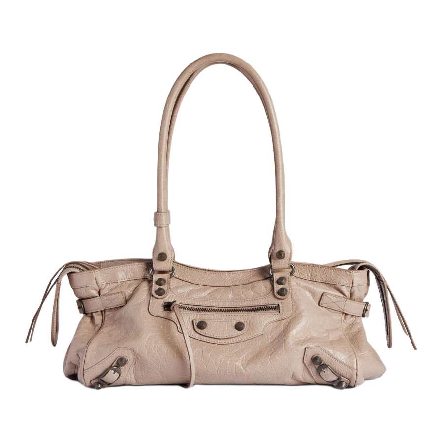 Balenciaga Le City Sheepskin Handbag, Shoulder Bag Women's Sesame