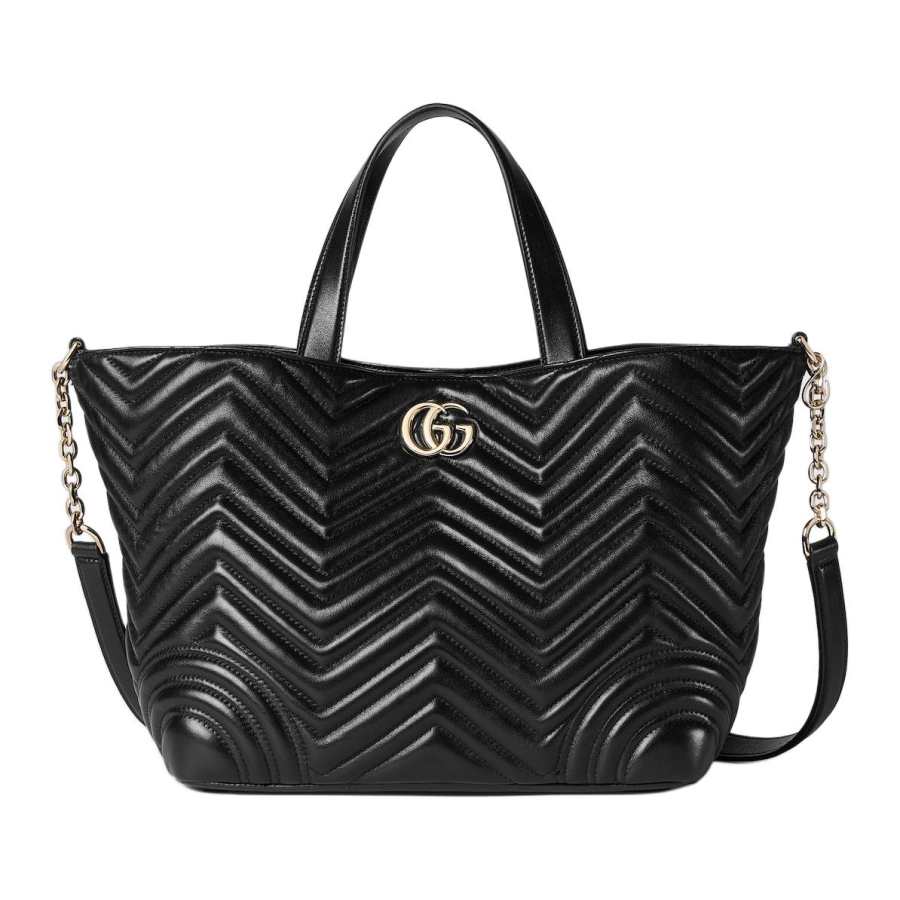 GUCCI Marmont Sheepskin Tote Bag, Shopping Bag, Handbag Medium Women's Black