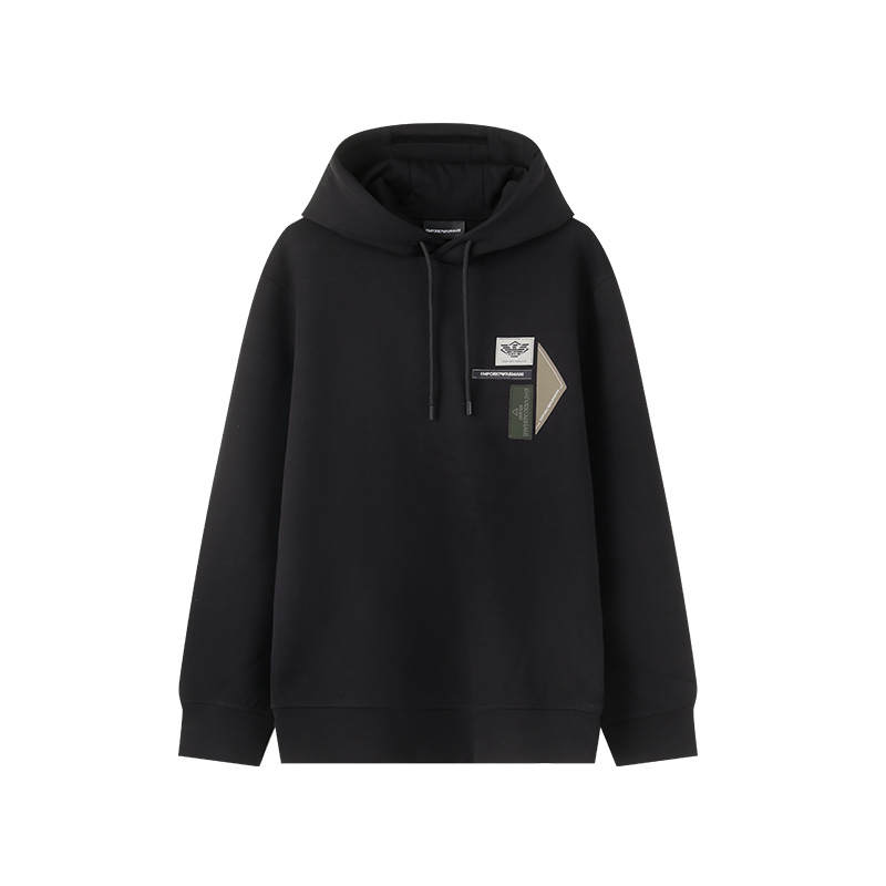 Emporio Armani Logo Patch Drawstring Hoodie