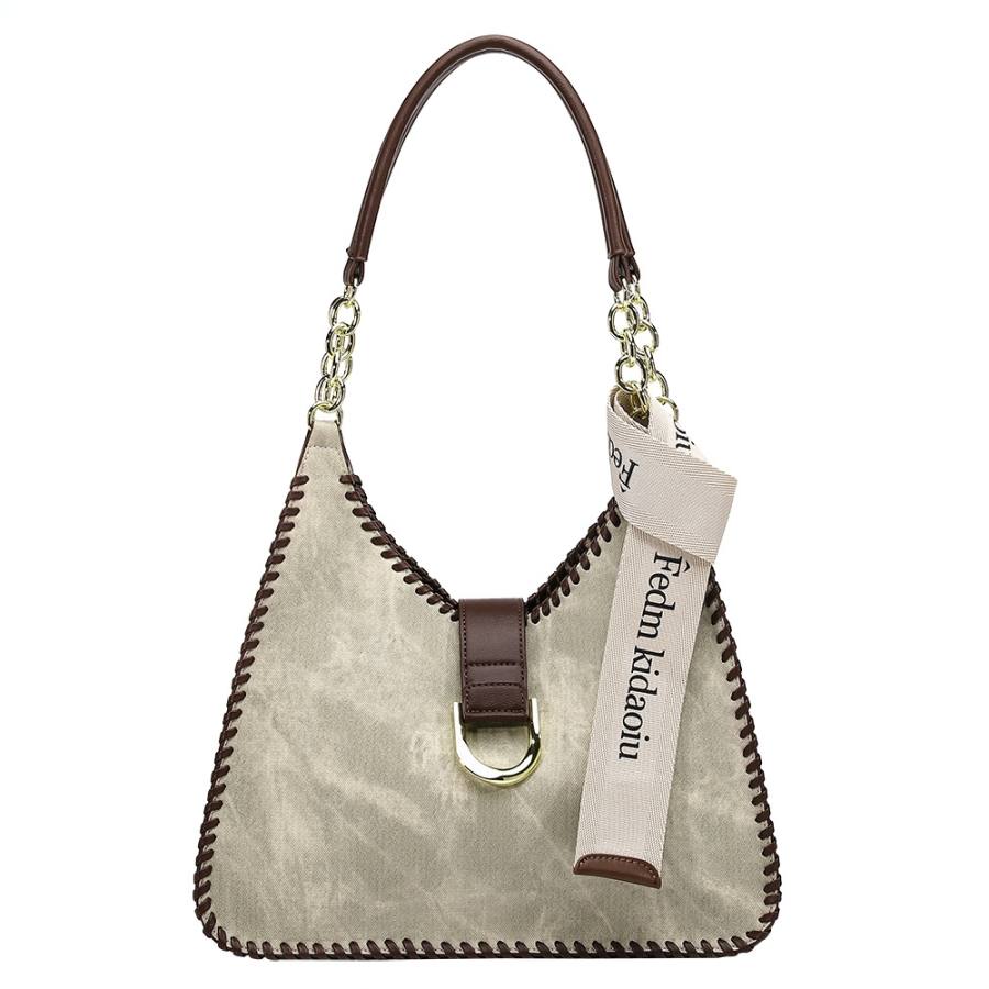 PAYOT Microfiber Synthetic Leather Underarm Shoulder Bag Women's Gray Green
