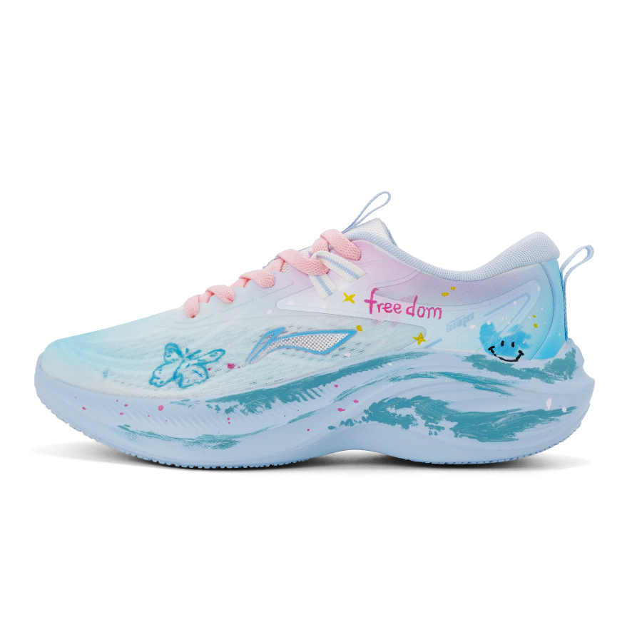 Li-Ning Li Ning Ride Waves Cushioning Breathable Support Low top Casual Running Shoes Women's Pink Blue Green