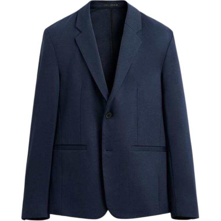 ZARA Business Suits Men's Blue Notch Lapel Moderate Business Suit