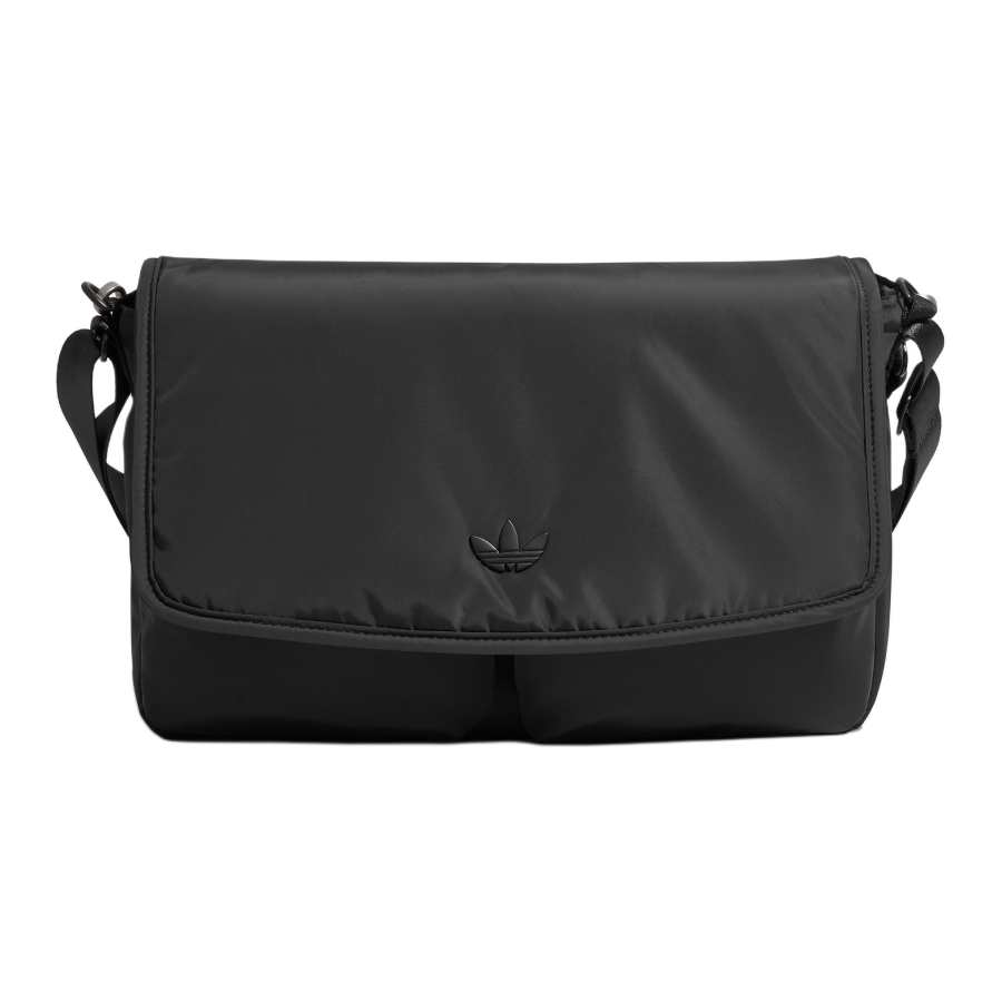 Adidas Originals Recycled Polyester Messenger Bag, Shoulder Bag, Crossbody Bag Unisex Black