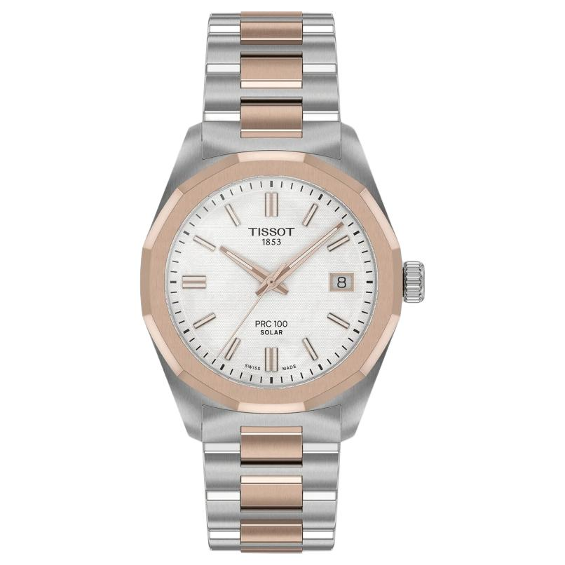 TISSOT Junchi 100 Collection Solar Quartz Movement 100m Waterproof Women's Watch 34mm White Dial