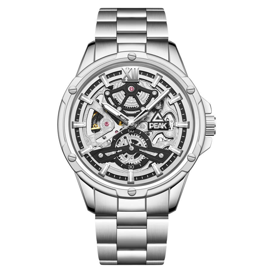 PEAK Transcend Collection Mechanical Movement Stainless Steel Watchband Watch Men's Watches Black Dial