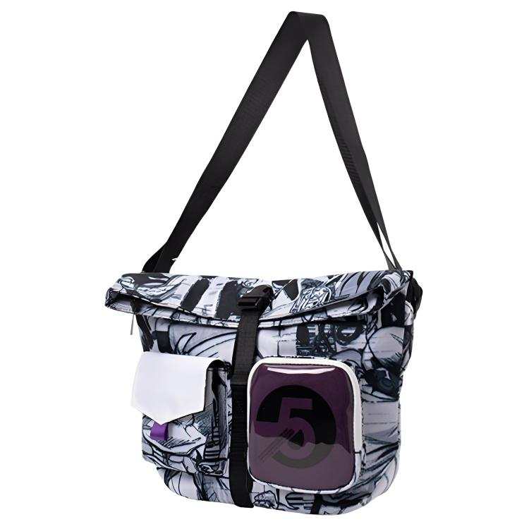 Li-Ning Li Ning Polyester Sling Bag, Crossbody Bag Regular Unisex Black White Pattern