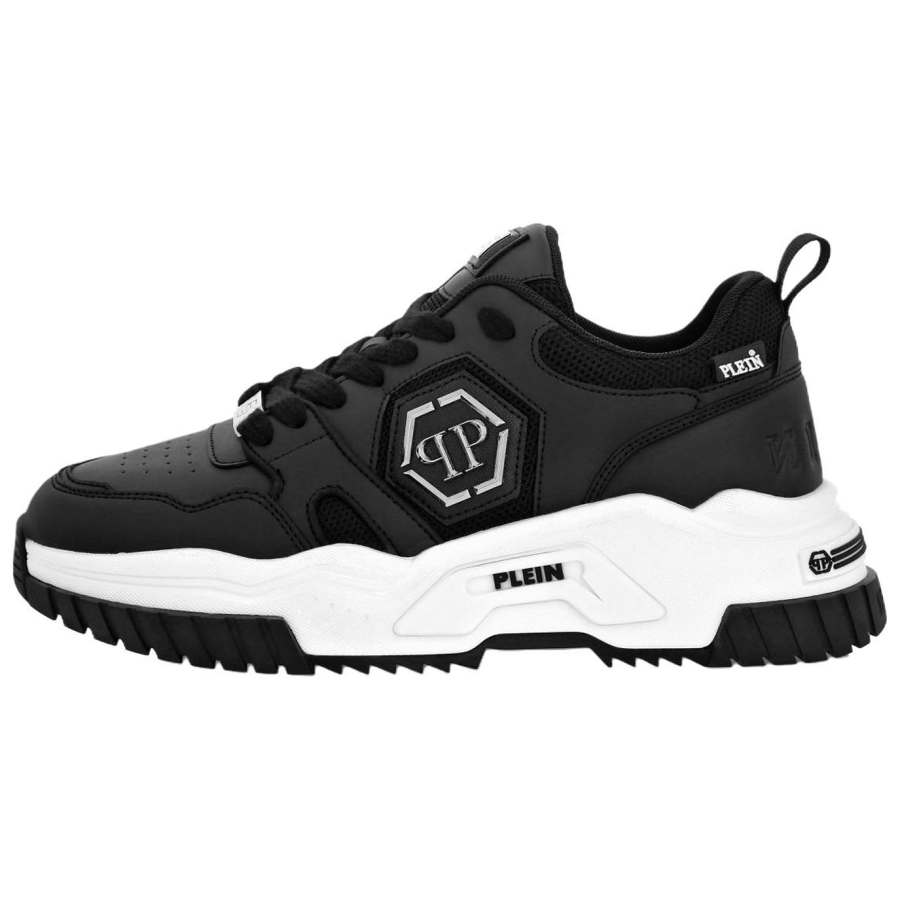PHILIPP PLEIN Hexagon Predator Leather Low top Casual Shoes Unisex Black