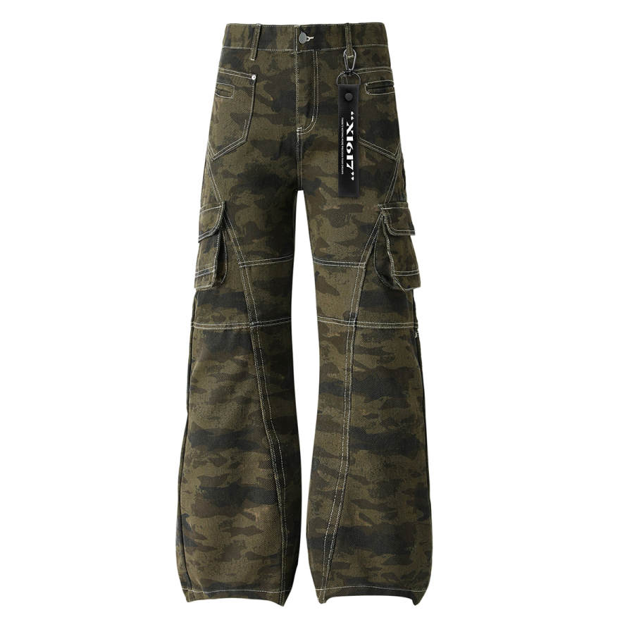 X1617 Casual Pants Unisex Camouflage Pants Moderate Bootcut Pants