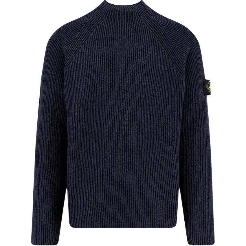 STONE ISLAND Logo Patch Mock Neck Jumper