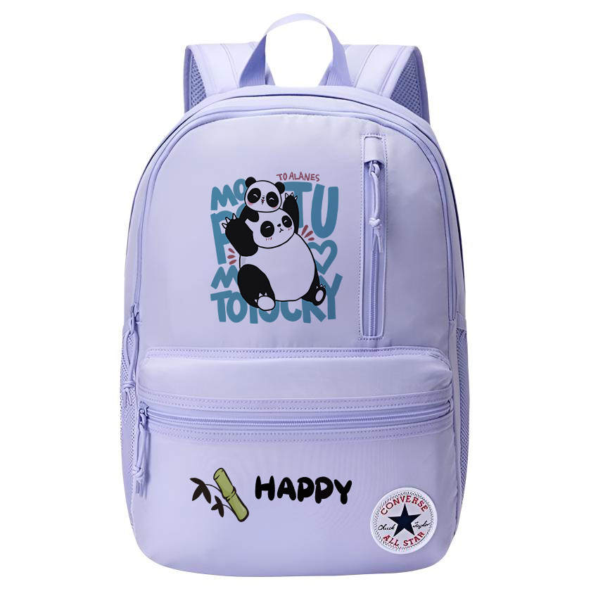 Converse Polyester Heat Transfer Print Backpack Unisex Purple Stone Photinia Panda
