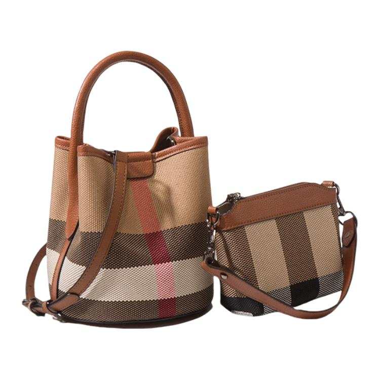 PAYOT Canvas With Synthetic Leather Combo Bag, Shoulder Bag, Crossbody Bag, Handbag Women's Brown
