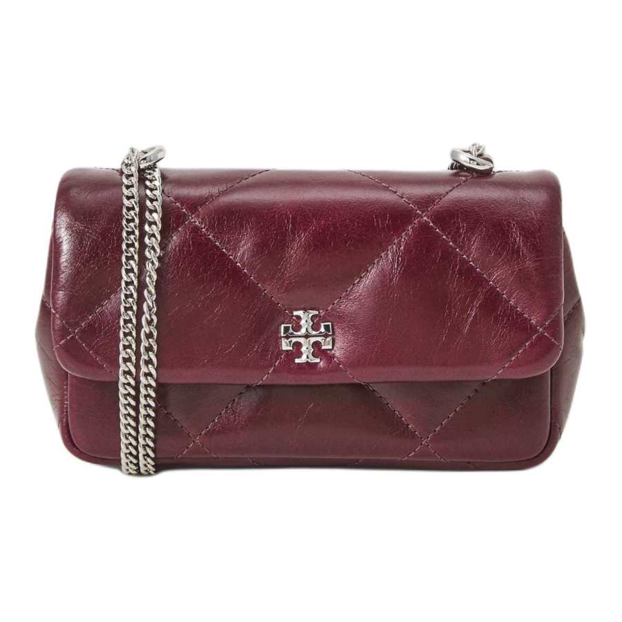 TORY BURCH Kira Leather Shoulder Bag, Crossbody Bag Mini Women's Dark Crimson