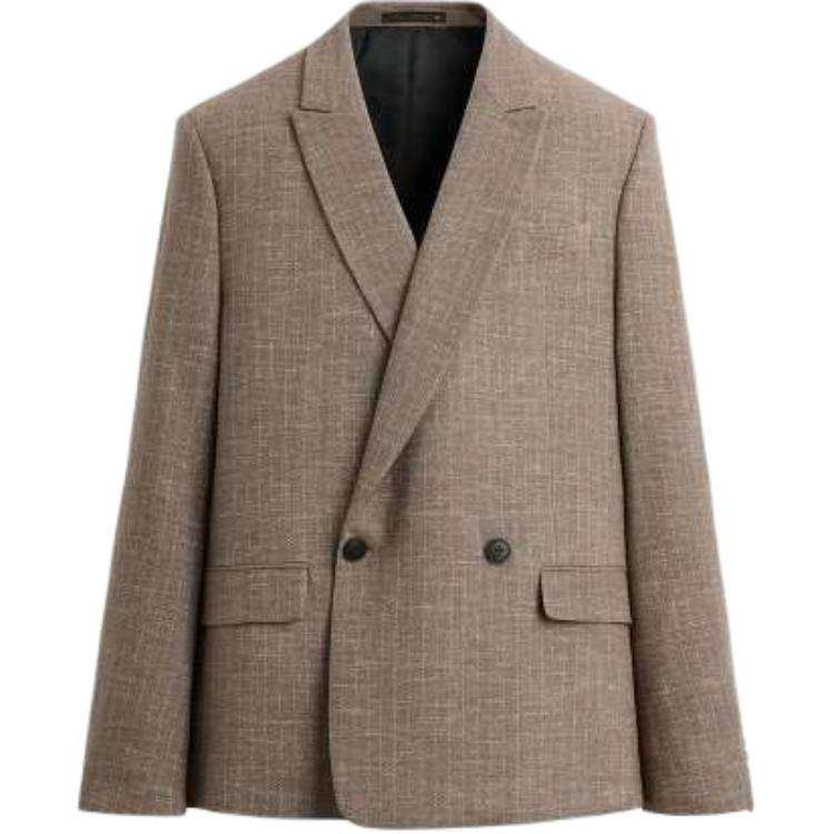 ZARA Business Suits Men's Mink Brown Suit Collar Moderate Business Suit