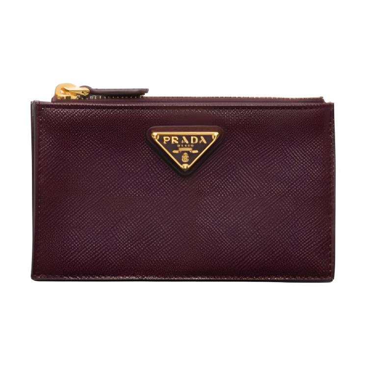 PRADA PRADA Saffiano Leather Card Holder Unisex Brown