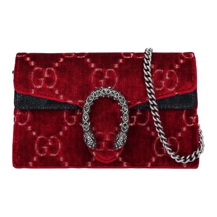 GUCCI Dionysus Velvet Shoulder Bag, Crossbody Bag Women's Red