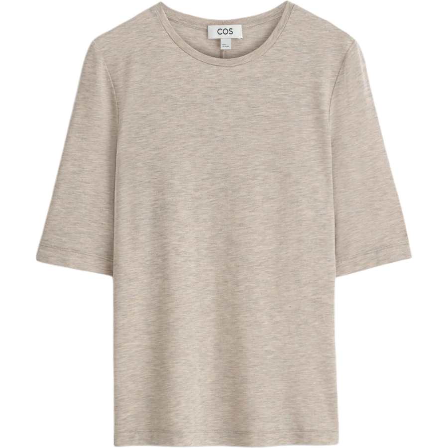 COS T Shirts Women's Light Beige Crew Neck Moderate