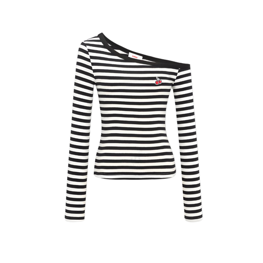 Kirsh T Shirts Women's Black White Stripes Boat Neck Moderate Straight Fit