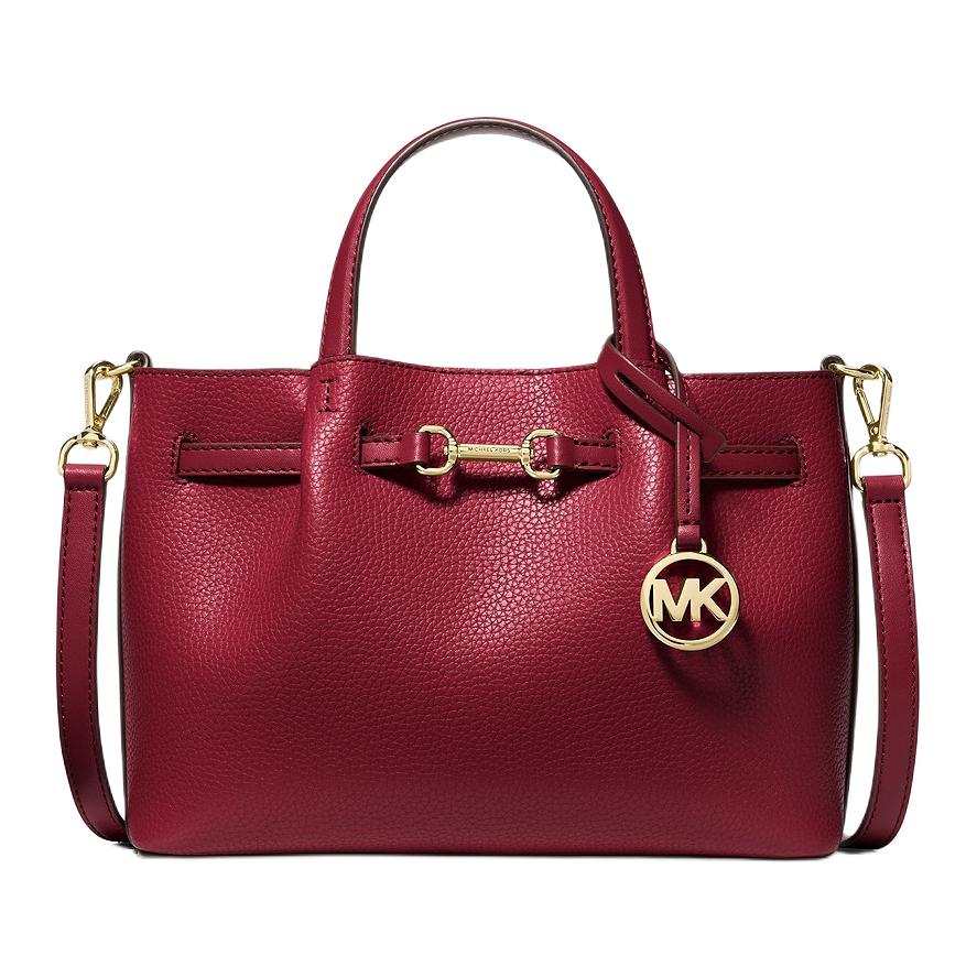MICHAEL KORS Carson Cow Leather One Shoulder Handbag Small Women's Cranberry Red
