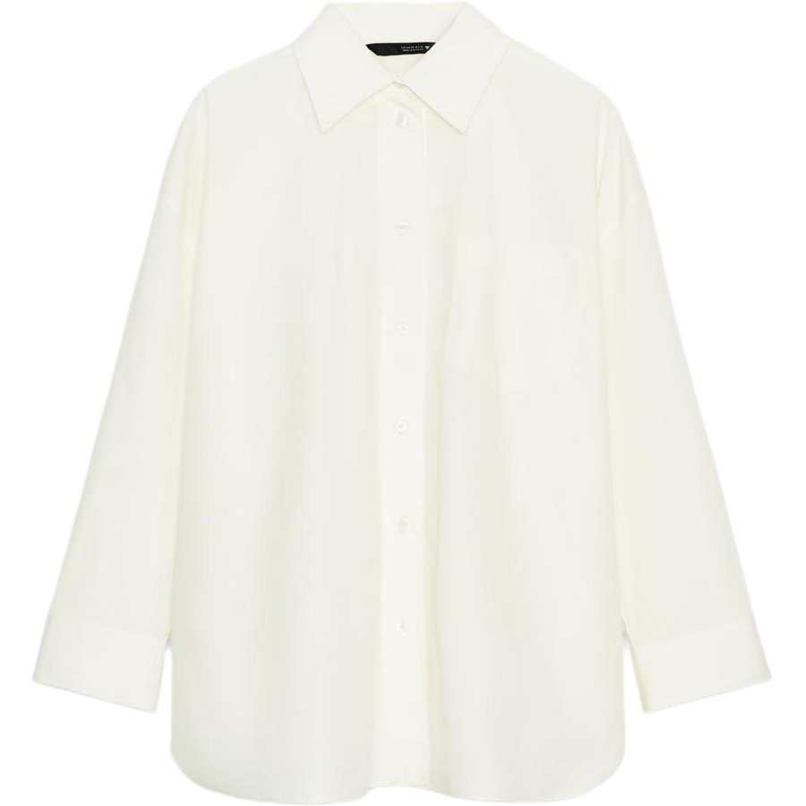 ZARA Shirts Women's White Lapel Moderate