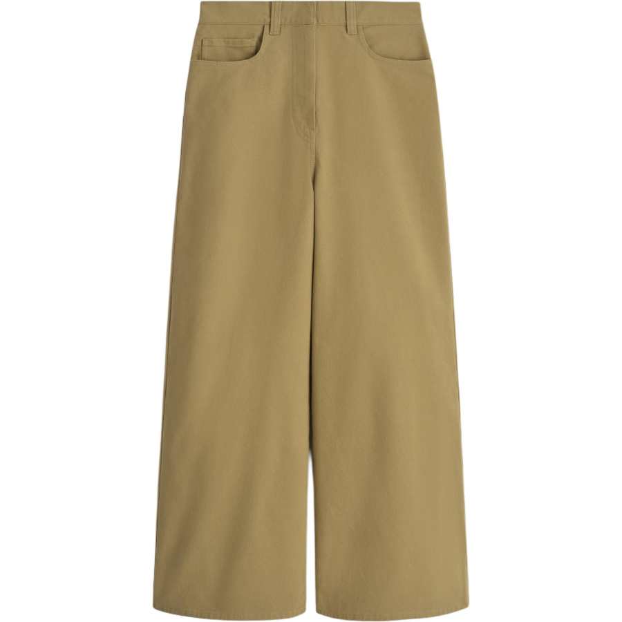 COS Casual Pants Women's Khaki Yellow Moderate Wide Leg Pants