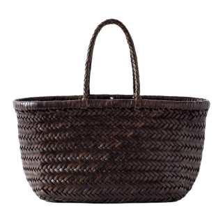 Dragon Diffusion Buffalo Leather Basket Bag Handbag Small Women's Dark Brown