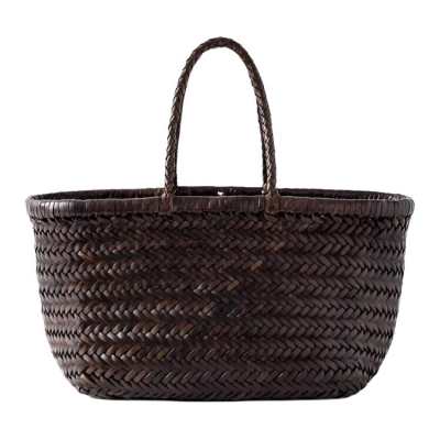 Dragon Diffusion Buffalo Leather Basket Bag Handbag Small Women's Dark Brown
