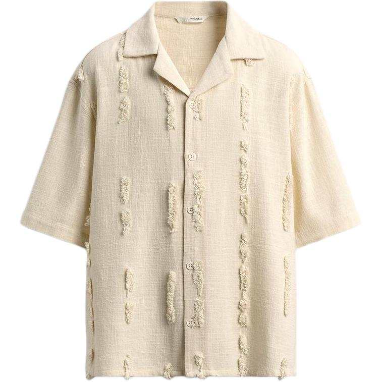 ZARA Shirts Men's White Cuban Collar Moderate