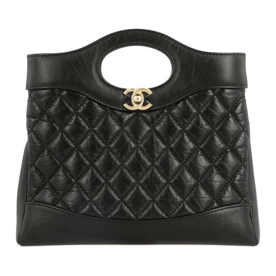 CHANEL Cow Leather Material Gold Metal Shoulder Bag, Crossbody Bag, Handbag Mini Unisex Black