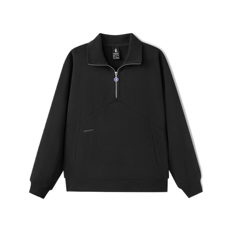 Skechers Sweatshirts Women's Midnight Black 03B6 Lapel Moderate Regular