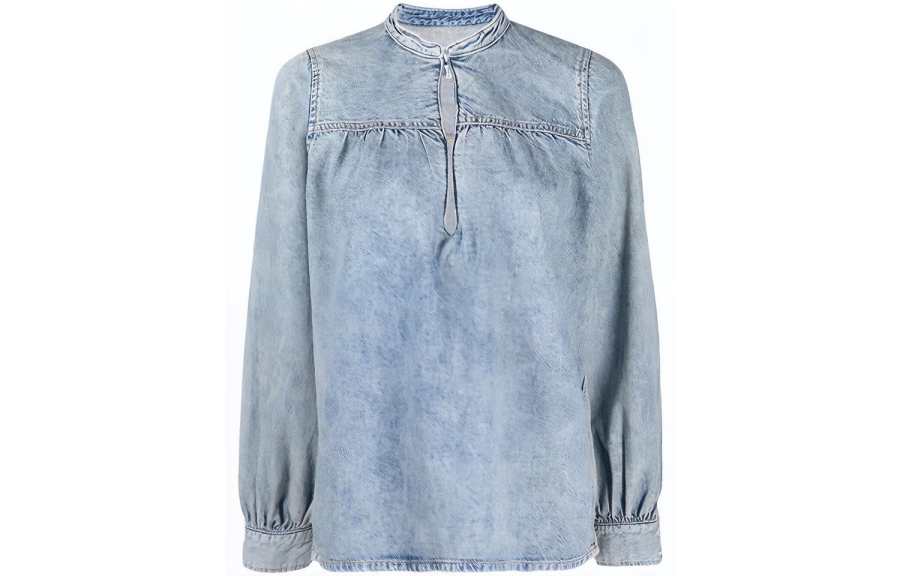 GANNI Sweatshirts Women's Blue Stand Collar Moderate Denim