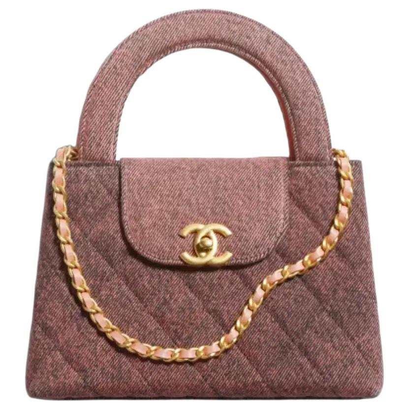 CHANEL Washed Denim Fabric Shoulder Bag, Crossbody Bag, Handbag Mini Women's Orange & Black