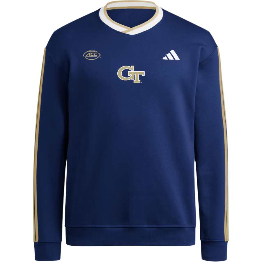 Adidas Adidas Free Shipping With AdiClub Georgia Tech Yellow Jackets 3 Stripes Fleece Jersey Crew