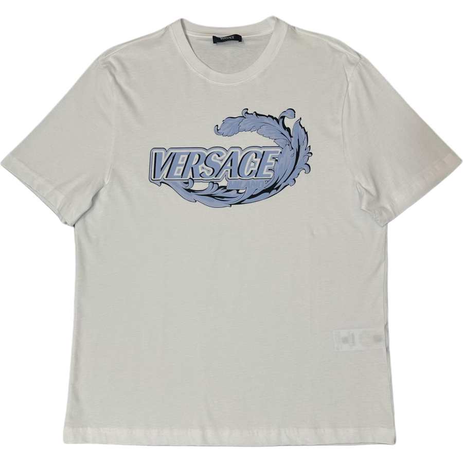 VERSACE T Shirts Men's White Crew Neck Moderate Straight Fit