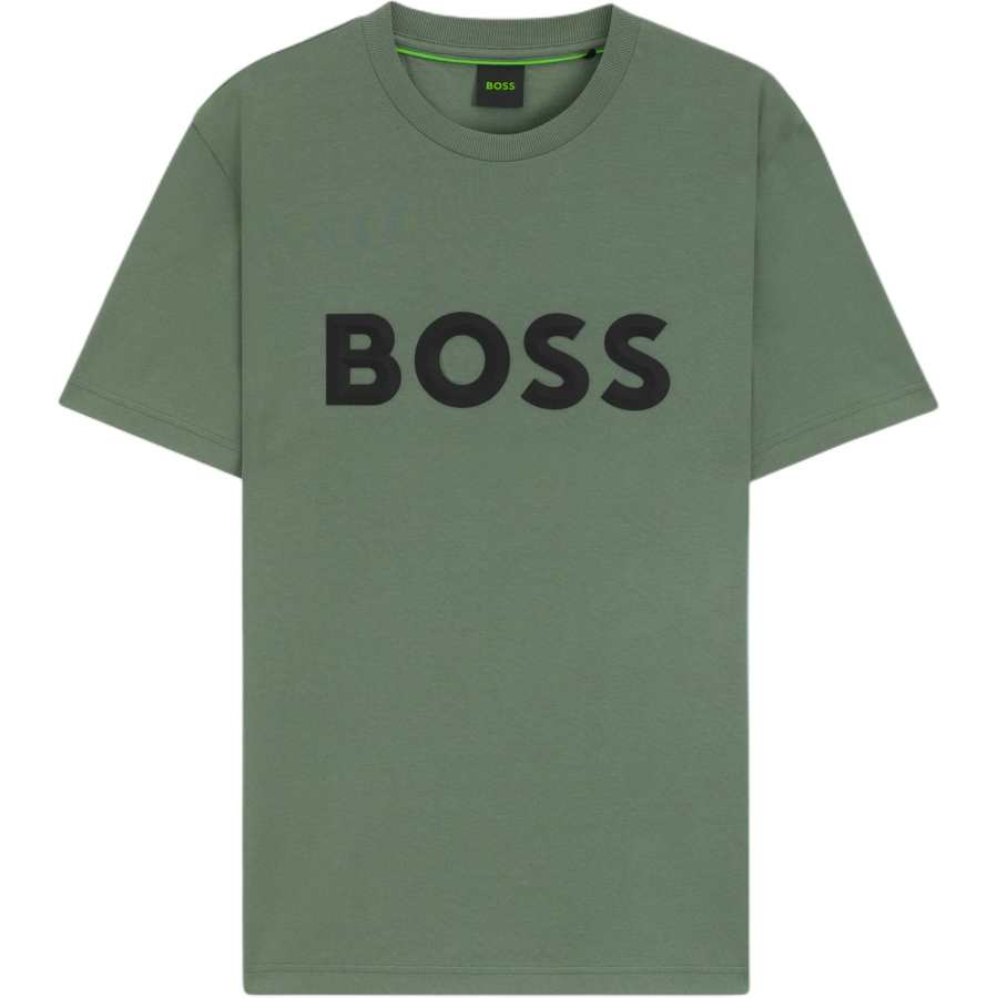 HUGO BOSS T Shirts Men's Green Crew Neck Moderate Straight Fit